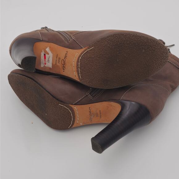 Halogen Vero Cuoio - 4" Heel Lace Up Brown Leather Granny Ankle Boots - Size 8.5 - Picture 6 of 9